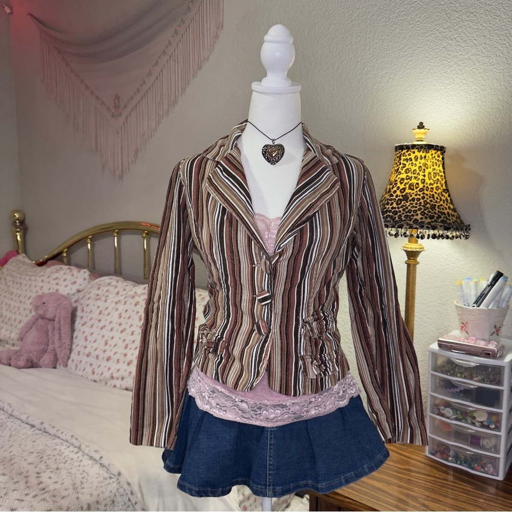 Y2K Striped Brown Women's Jacket